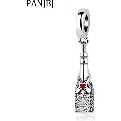 New 100% 925 Sterling Silver Bead Charm Celebration Drink Bottle Pendant Charms Fit Bracelets Necklace Women DIY Jewelry