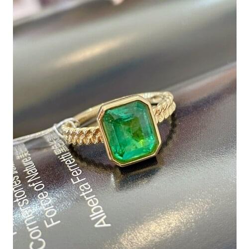 LR718 Emerald Ring 2.0ct Pure 18K Gold Jewelry Vivid Green Emerald Gemstone Diamond Female Rings for women Fine Ring