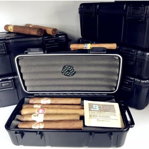 10 cigar DolfinBox ABS+GF anti-stress portable cigar plastic box travel moisturizing case,humidifier Internal size 200*98*61mm