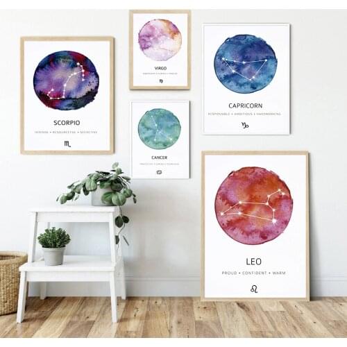 12 Zodiac Planet Astrology Taurus Pisces Wall Art Canvas Painting Nordic Posters And Prints Pictures For Living Room Home Decor