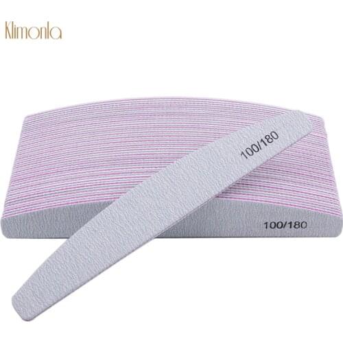 25pcs/lot Gray Nail File 100/180 Grits Half Moon Nail Sanding Buffer Polish Blocks Professional Manicure Tools For Finger Care