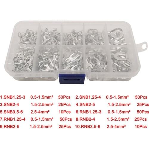 320 Pcs/Kit Cold Pressed OT/UT Crimp Terminals Connector Copper Nose Wiring Assortment Crimp Spade Fork Kit Cable Wire Connector