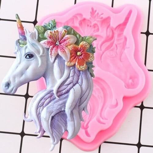 3D Flower Unicorn Silicone Molds DIY Baby Birthday Cake Decorating Tools Cookie Baking Fondant Mold Candy Clay Chocolate Mould