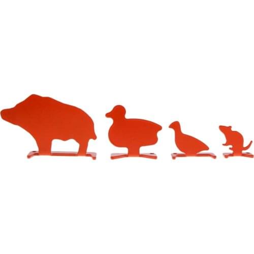 4pcs Metal Animal Targets Set Shooting Plinking Target for Fun Competition and Practice Orange