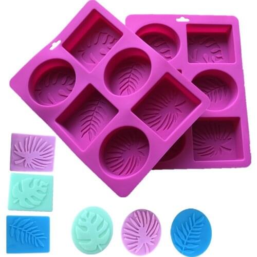 6 Cavity Leaves Wave Shaped Silicone Handmade Soap Mold 3D Rectangle Form Tray Mould Crafts Chocolate Cake Making Tools