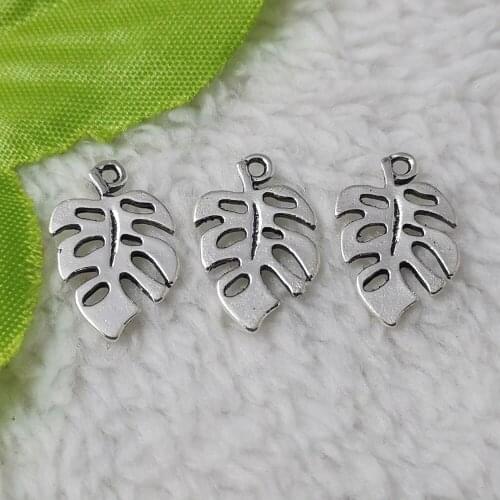 Free Ship 360 pcs Antique Silver leaves charms pendant 19x12mm