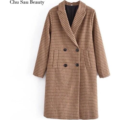 Женские пальто в клетку Chu Sau beauty China At AliExpress