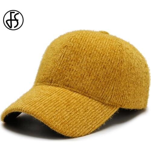 FS High Quality Candy Color Warm Woolen Winter Men Baseball Cap Snapback Sweet Yellow Trucker Hats For Women Casquette Femme