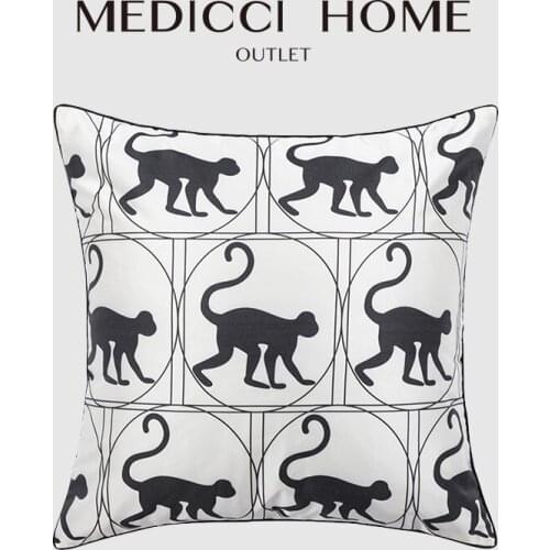 Medicci Home Modern Upholstery Cushion Cover Designer Monkey Walk Pattern Print Suede Square Pillowcase Compliments Sofa Couch