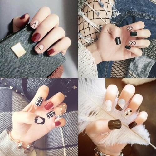 Multiple fashion pure color false nails 24pcs acrylic cute fake nails Japanese punk style korean full nail tips lady bride nail