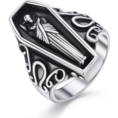 1 Pcs 18 Size Fashion Stereoscopic Coffin Egyptian Mummy Ring Vintage Metal Color Mummy Ring For Women Men Jewelry R193-T2-7