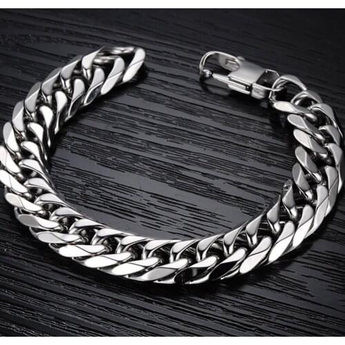 Mens Bracelet Titanium Stainless Steel Bracelet Heavy Punk Rock Style Bangle Couple Party Jewelry Gifts Chain Bracelet