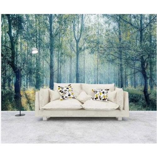 Custom photo wallpaper 3d murals wallpaper for walls 3 d Green large watercolor woods forest living room TV background wall