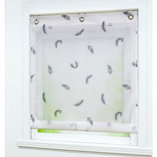 Roman Curtains Feather Cute Window Treatments Polyester Tulle Panel Drapes with with U-Shape Hooks for Home Kitchen Decor