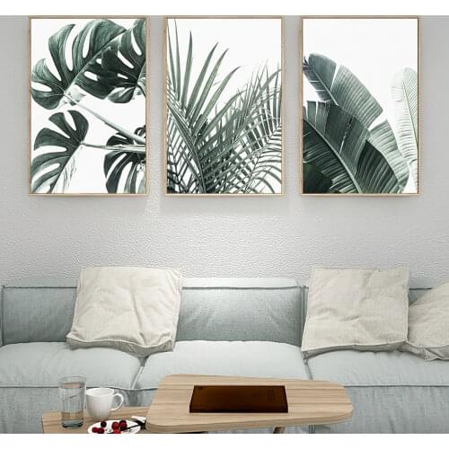 Self-adhesive Wall Sticker Palm Leaf Poster Monstera Wall Art Print Plant Modern Picture For Living Room Home Decor