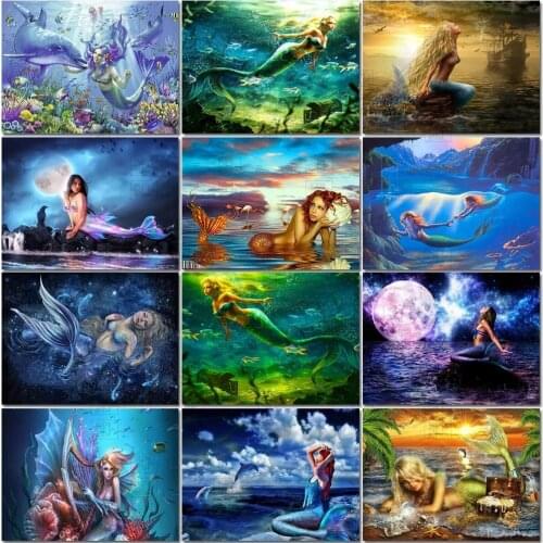 Diy 5D Magic Cartoon Mermaid Portrait Diamond Painting Full Square Round Embroidery Mosaic Cross Stitch Home Decor Special Gift