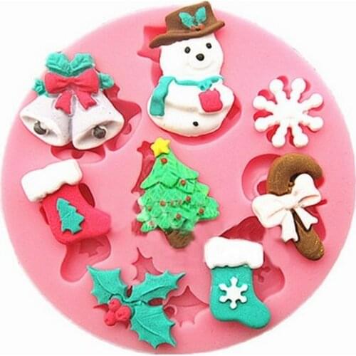 3d Silicone Mold Snowman Christmas Tree Cooking Tools Christmas Wedding Decoration Molds Candy Sugar Craft Soap Cake Decorating
