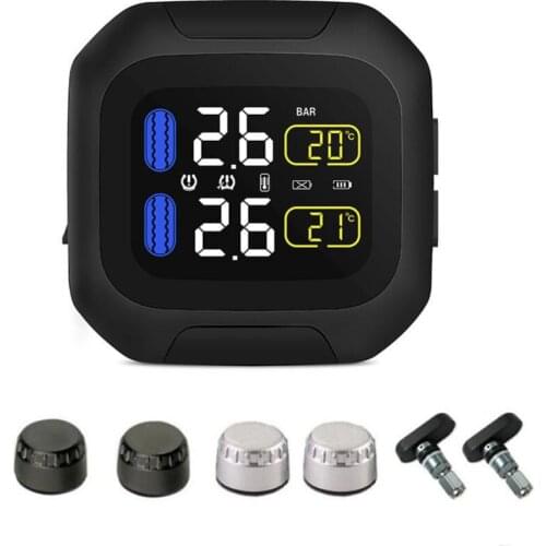M3 Waterproof Motorcycle Real Time Tire Pressure Monitoring System TPMS Wireless LCD Display External Sensors