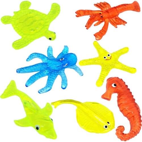 Funny TPR Soft Material Decompression Starfish Octopus Shark Toy Sticky Marine Animal Novelty Anti Stress Toys For Children