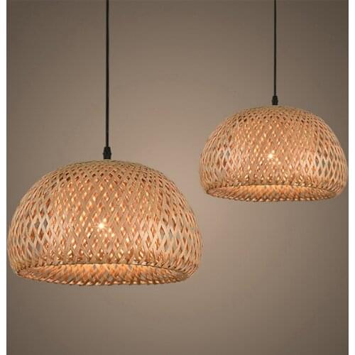 Lighting Rattan Lamp Handmade Bamboo Chandelier Retro Cafe Bar Lounge For Garden Restaurant Bedroom With Light Source