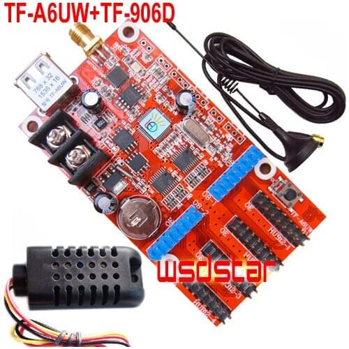 TF-A6UW+TF-906D Temperature & Humidity Sensor 1536*16 768*32 USB & WIFI Single & Dual color LED controller card