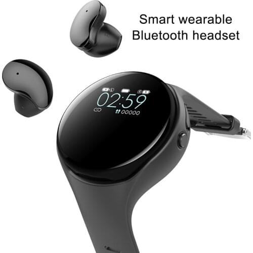 KINGSTAR 2 in 1 Wrist Bluetooth Earphone TWS Wireless Headset Music Earphone Color Screen Sports Watch Pedometer For Ios Android