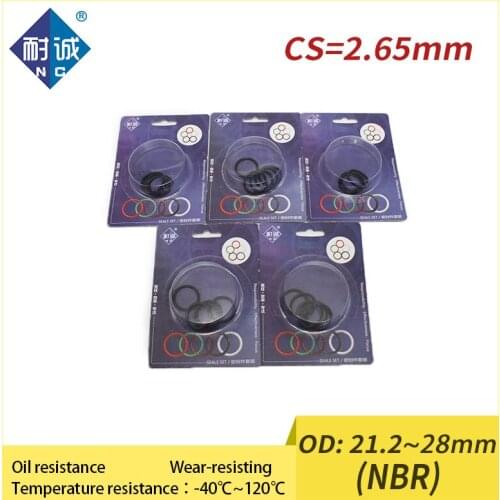 Nitrile rubber seal O-ring NBR thickness CS 2.65mm ID 21.2/22.4/23.6/25/25.8/26.5/28mm Waterproof Oil resistant Gasket Boxed