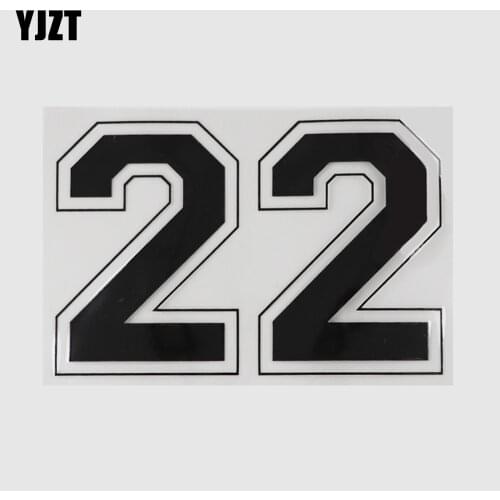 YJZT 15.8CM*10.4CM Black/Silver Decal 22 Number Car Sticker Vinyl 13D-0378