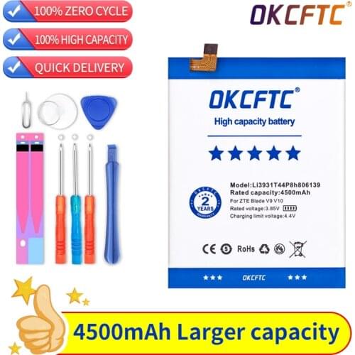 OKCFTC 4500mAh Li3931T44P8h806139 Replacement Mobile Phone Battery For ZTE Blade V9 V10 /V9Vita V10Vita /A7 Vita /A4 / A5 2020