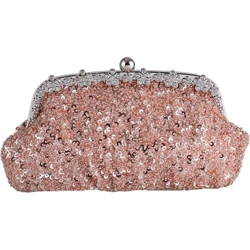Diamonds Sequins Clutch Female Luxury Red Beaded Wedding Bridal Handbags Women Bags Designer Vintage Small Chains Shoulder Bag