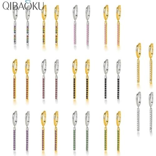 Colorful Zircon Gold Earrings For Women Luxury CZ Pendientes Plata 925 Sterling Silver Earings Jewelry Mothers Day Gift