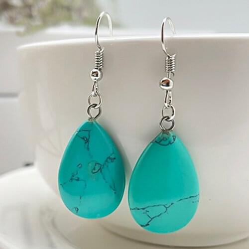 Ethnic Natural Stone Dangle Earrings for Women Simple Design Elegant Water Drop Wedding Statement Earring Jewelry Wholesale