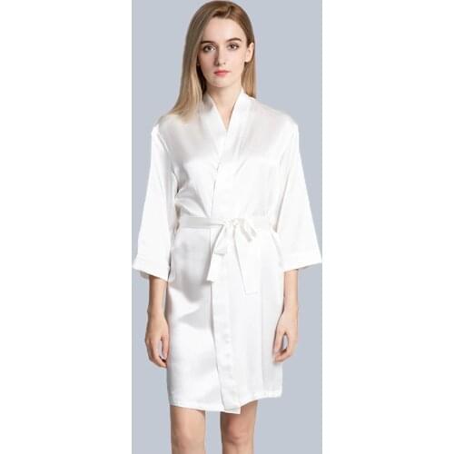 100% Nature Silk Women Robe Satin Silk Nightgown High Quality Robe Bride Negligee Bathrobe Handmade Ladies HomeWear