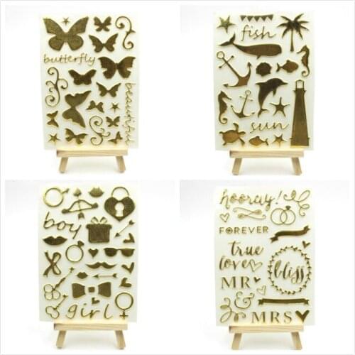 Gold Foil Beautiful Self- adhesive Puffy Sticker for Scrapbooking/ DIY Crafts/ Card Making Decoration