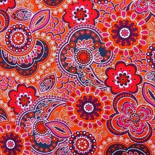 1 yard Cotton Woven Fabric - Pinwheel Flower (A:Orange) (width=145cm)