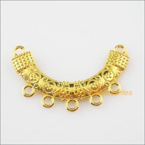 12Pcs Gold Color Flower Wave Charms Connectors Pendants 26x45mm
