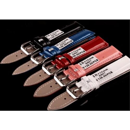 16mm 18mm 20mm Red Soft Watch Strap Shine Patent Leather Watchbands 100% Genuine Cowhide Leather Watch Band