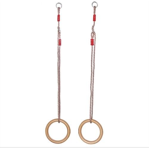 2pcs Adjustable Straps And Buckles Wooden Weight Lifting Rings Tool