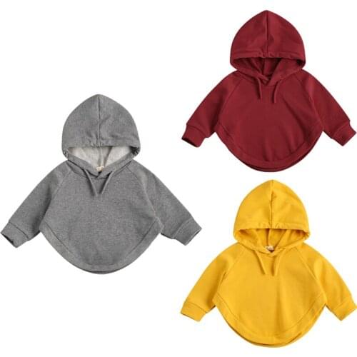 2020 1-6Y Kid Baby Boy Girl Romper Solid Hooded Cloak Top Autumn New Long Sleeve Arc Hem Pullover Hoodies