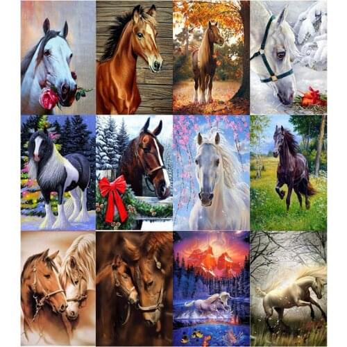 5D DIY Diamond Painting By Number Diamond Arts Horse Animal Crystal Mosaic Paint with Diamonds Embroidery Christmas Gift