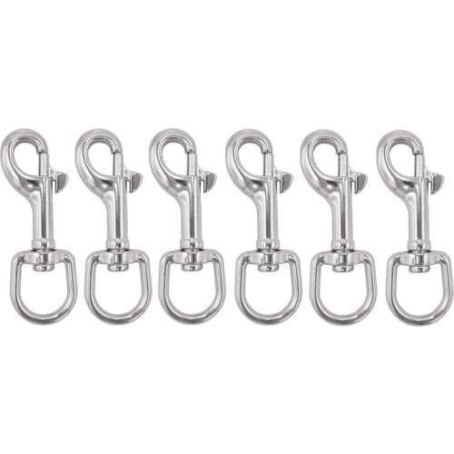 6Pcs Swivel Eye Bolt Snap Hook, 316 Stainless Steel 90mm Single Ended Trigger Snap Clips for Diving/Pet Leash/Key Chain/Flag