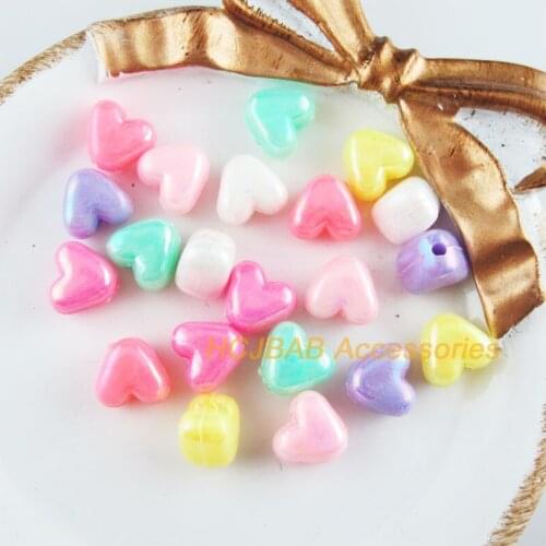 70 New Jelly Tiny Heart Charms Acrylic Spacer Beads Mixed 9x10mm