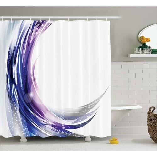 Abstract Shower Curtain Cool Artistic Wave Like Ombre Design with Vibrant Color Dots Artwork Wall Decoration Hanging Curtains