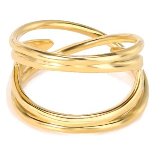 Punk Geometric Hollow Ring 3D Sense Gothic New Trendy Alloy Simple Design Fine Accessories Hip Hop Club For Men Stainless Steel