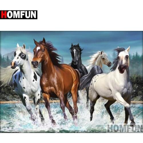 HOMFUN Full Square/Round Drill 5D DIY Diamond Painting "Animal horse" Embroidery Cross Stitch 5D Home Decor Gift A14443