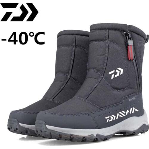 Daiwa New Winter Boots Men High-top Water-resistant Cotton Shoes Male Plus Velvet Warm Couple Snow Boots Outdoor Fishing Shoes