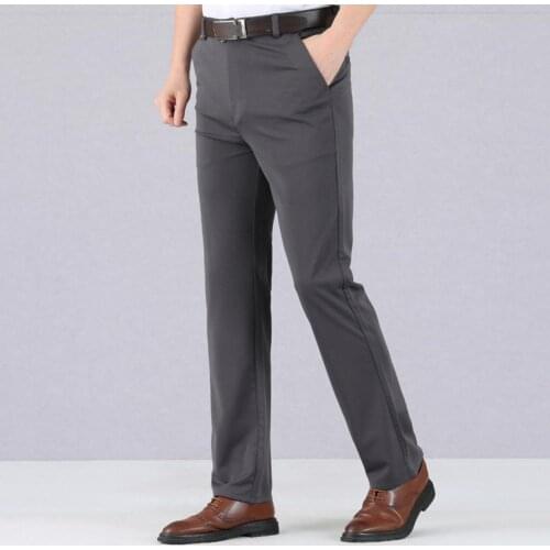 Summer 32-38 Straight Business Pants Men High Waist Deep Crotch Suit Pants Streetwear Office Work Trousers