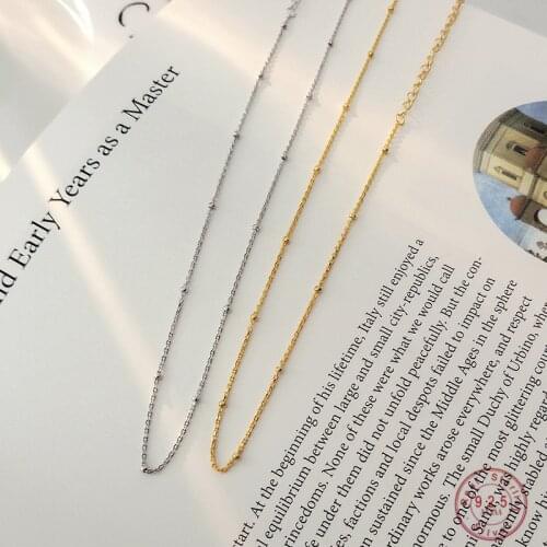 925 Sterling Silver Cross Chain Transfer Beads Clavicle Chain Necklace For Women Simple Small Fresh Party Jewelry Accessories