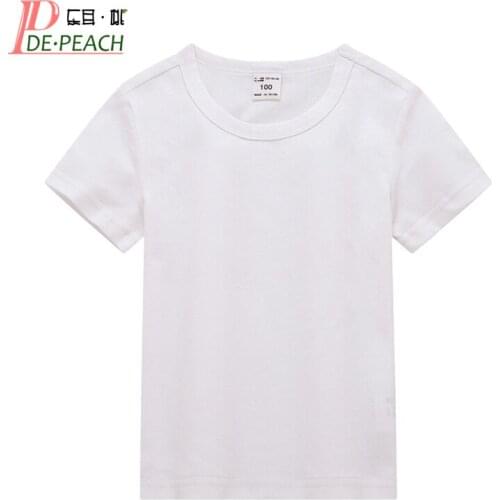 DE PEACH 2021 Summer Children Short Sleeve T-Shirt For Boys Girls Cotton Simple Casual Tshirt Kids Clothes Baby O-Neck Tops Tees