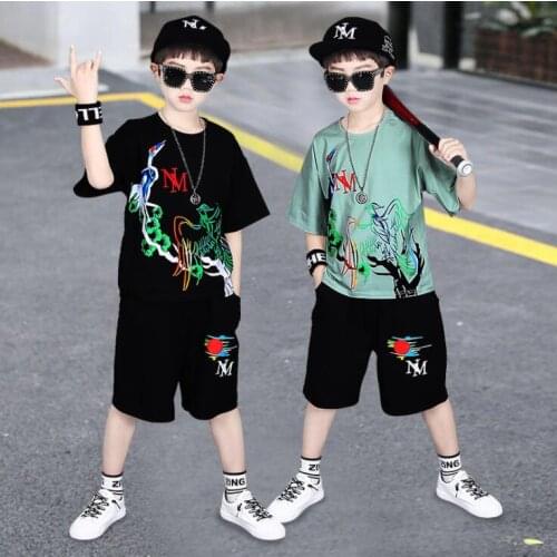 Boys Casual Clothes Kid Boy Clothing Set Summer Children Short sleeve Letters T-shirt + Pants 3 4 5 6 7 8 9 10 11 12 13 15 Years